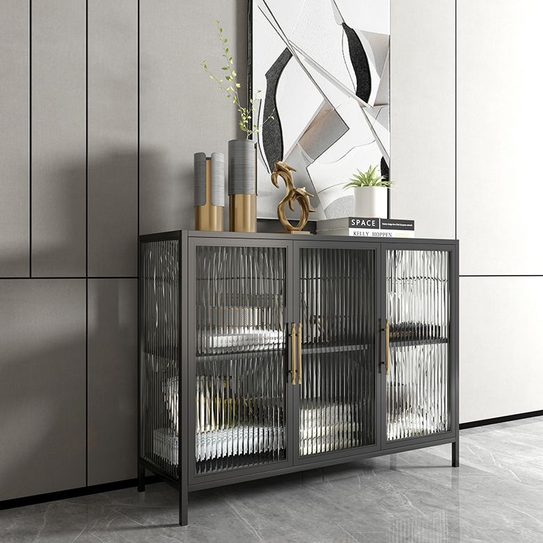 Luxury Storage Sideboard Sintered Stone Sideboard Cabinet with Glass Doors