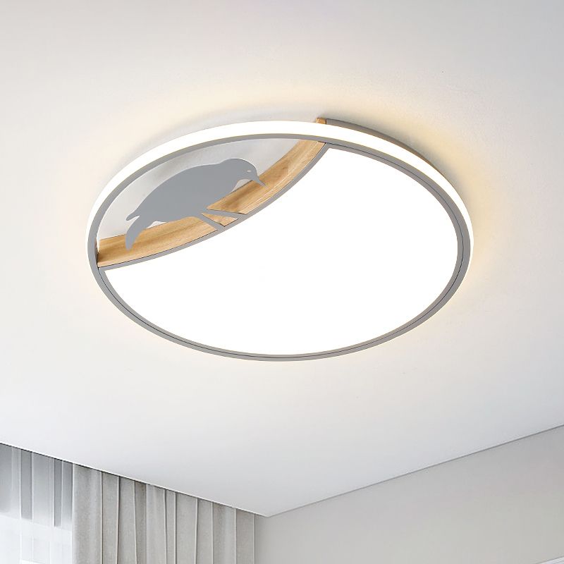 Wit/grijs/groene ronde spoeling licht armatuur Noordse LED Acryl -spoeling gemonteerde lamp met vogel deco