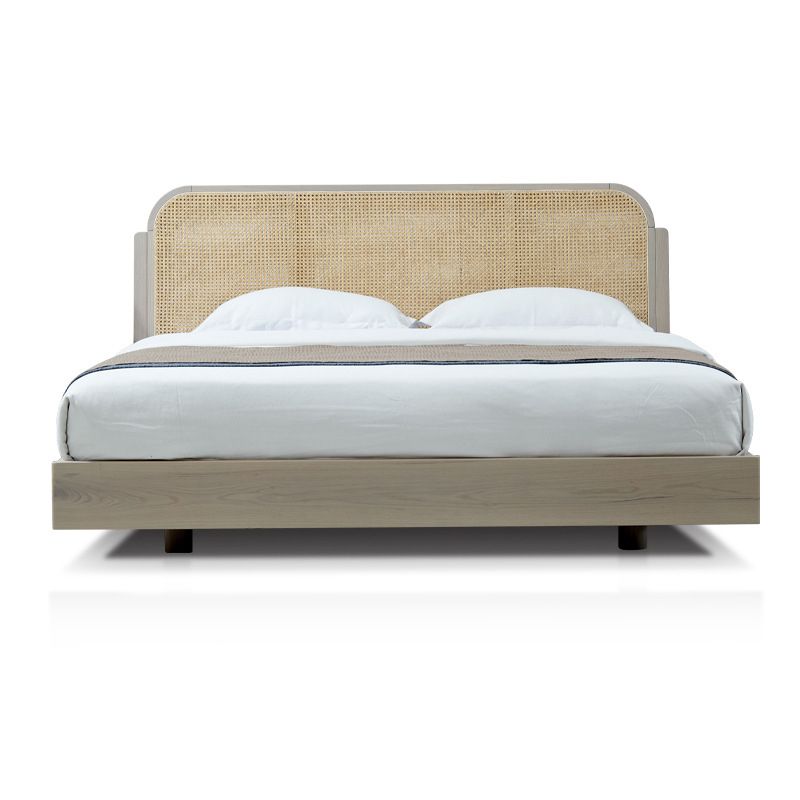 Rattan Bed in Light Brone Oak Tropical Rattan Style with Headboard