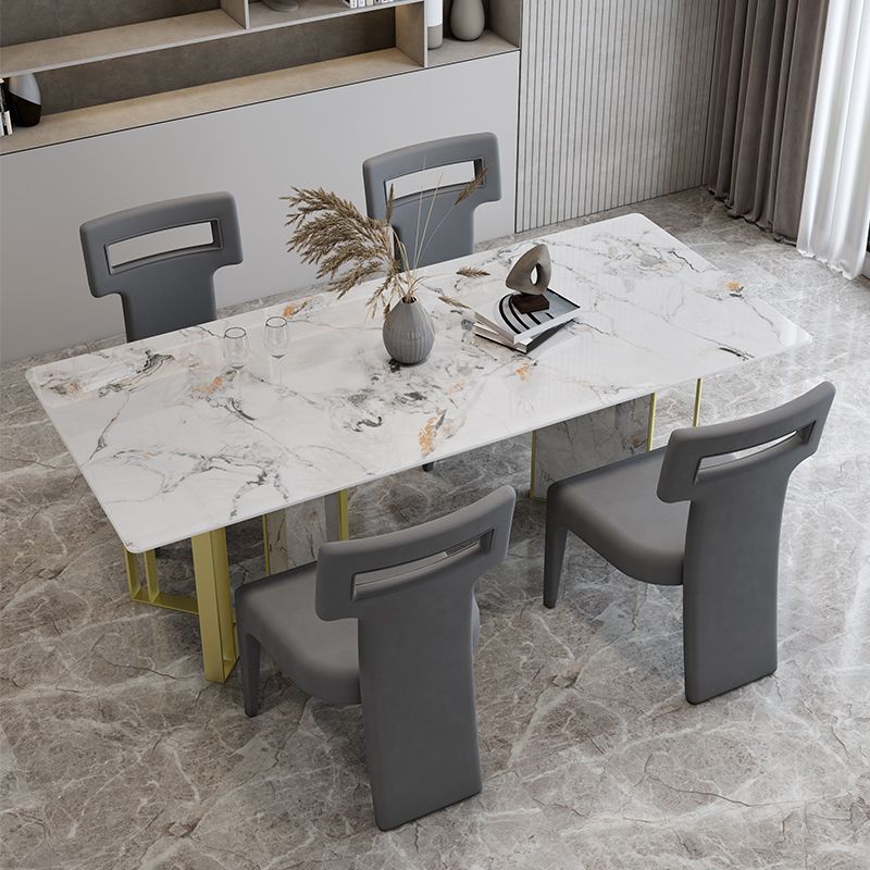 Glam Style Dinette Set 1/5 Pcs Rectangle Stone Dinette Table with Dining Chair