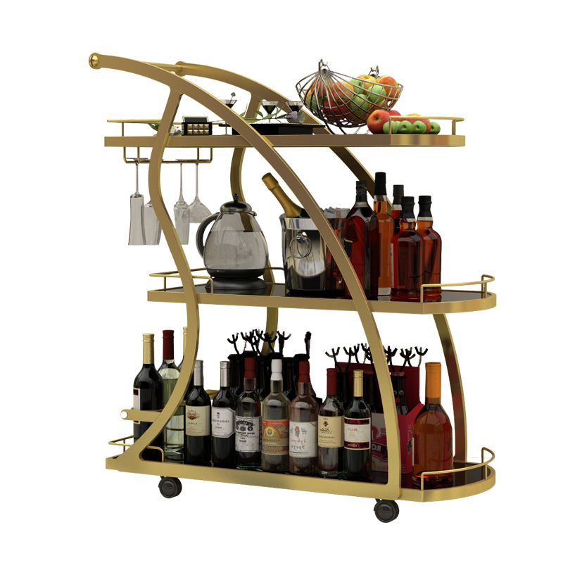 Modern Style Metal Prep Table 31.5"H Rolling Glass Prep Table for Home Use