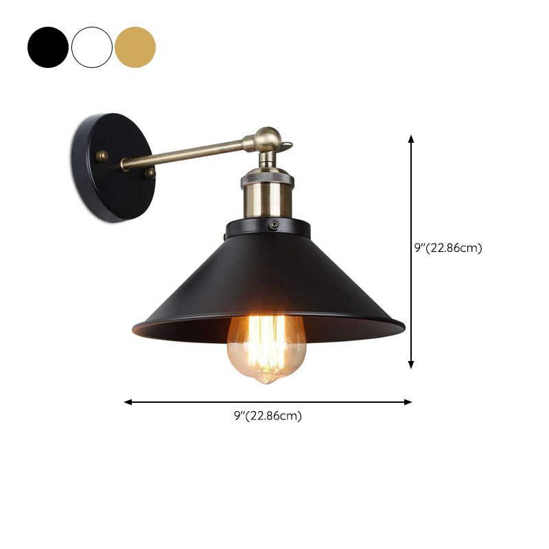 Industrial Wall Sconce Cone Shape Wall Lamp with Metal Shade for Living Room