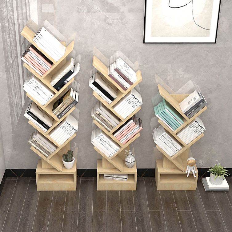 Contemporary Style Geometric Bookcase Vertical Closed Back Book Shelf