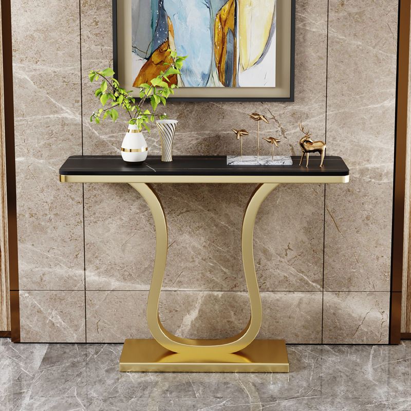 31.5" Tall 1-shelf Accent Table Stone Glam Console Table for Hall