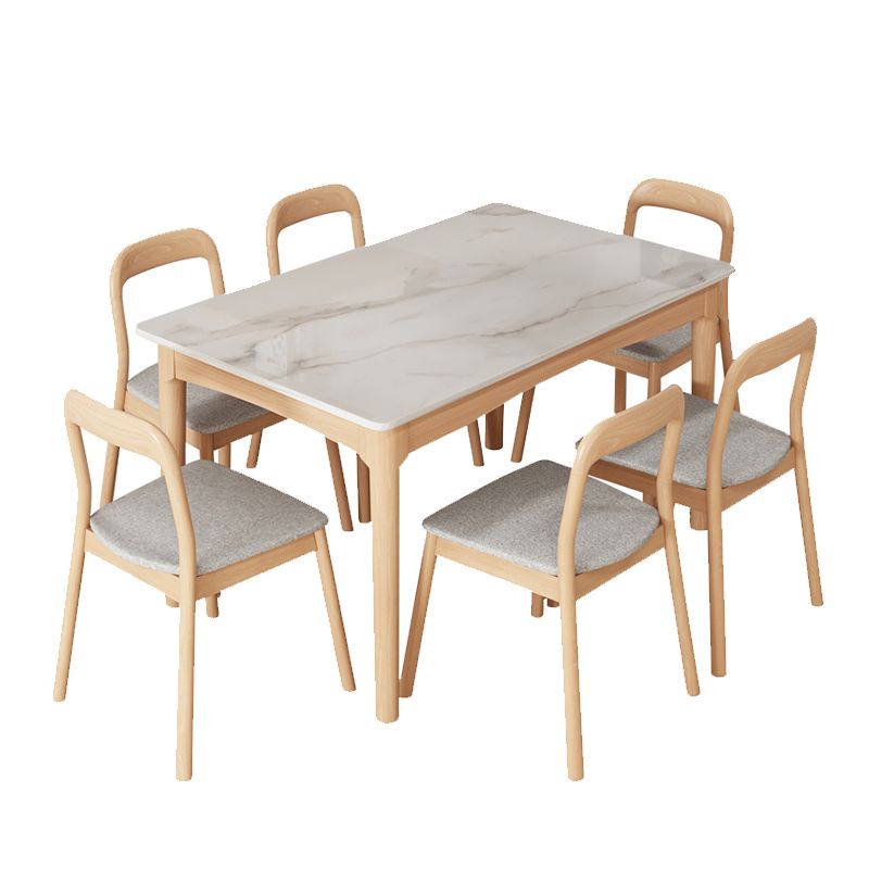 White Top Dinette Table with Wooden Legs Modern Dining Table for Home
