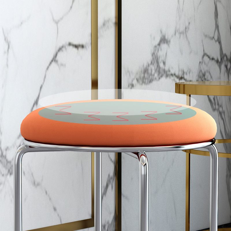 Contemporary Standard Ottoman Velvet Scratch Resistant Whole Colored Round Ottoman