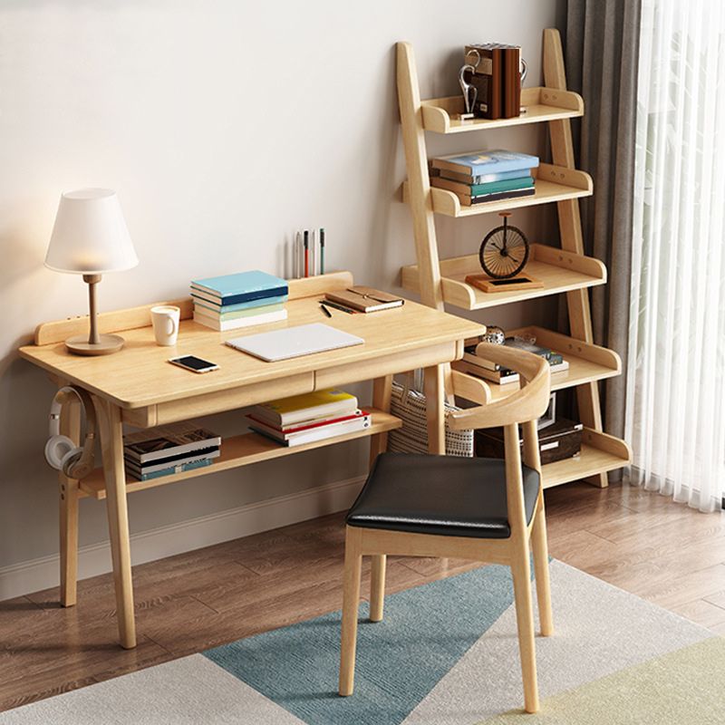 55.1-Inch H Wood Bookshelf Home Office 5-Shelf Etagere Bookcase