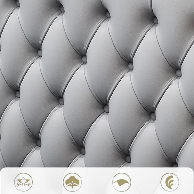 Victorian Style Bed Frame Rubberwood Bed with Upholstered Headboard