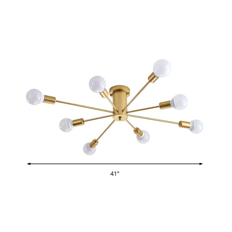 Gouden Starburst plafondgemonteerde kroonluchter eigentijds metaal 6/8/10 hoofden slaapkamer inbouwlamp