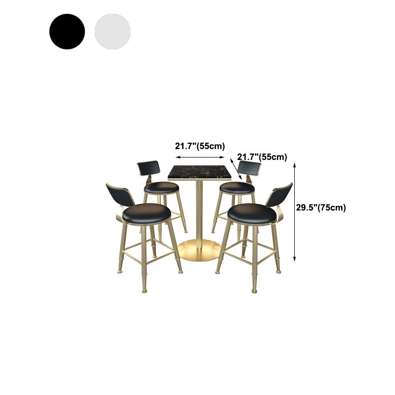 Gold Metal Pedestal Bar Table White Wood Top Bar Table for Small Places