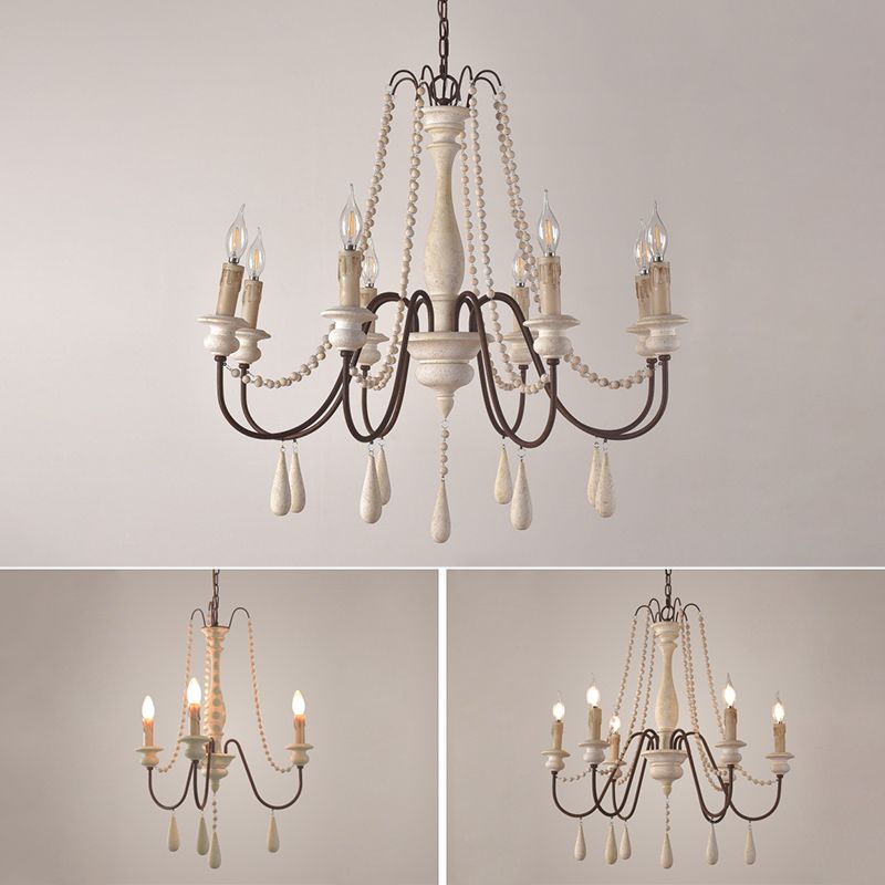 Traditioneller rustikaler Stil aus Holzleuchten mit Multi-Lights Candlestick Design Lighting Fixture mit Schwanenhalsrostarm