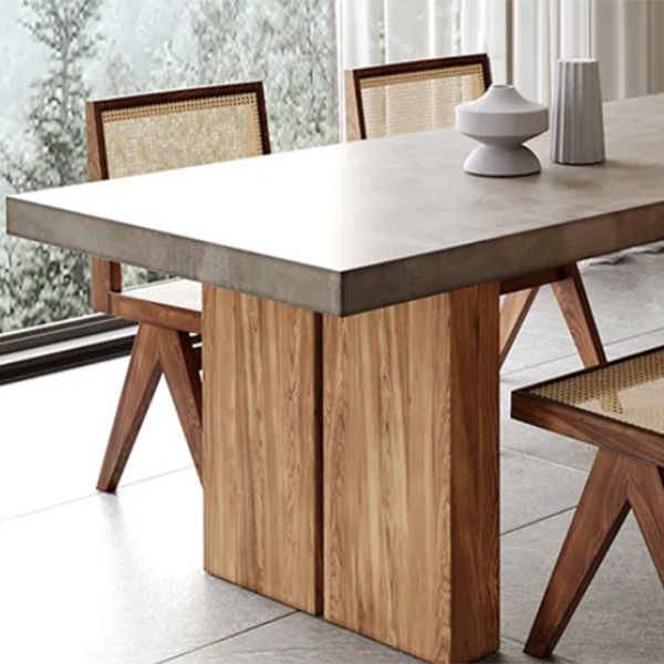 Contemporary Style Rectangle Solid Wood Dining Table with Chairs