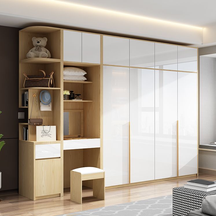 Hinged Storage Cabinet Engineered Wood Wardrobe Cabinet for Home