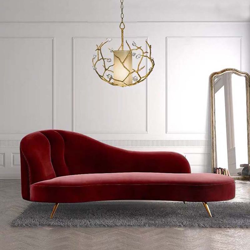 Glam Chaise Lounge Couch Rolled Arm Chaise Lounge for Bedroom