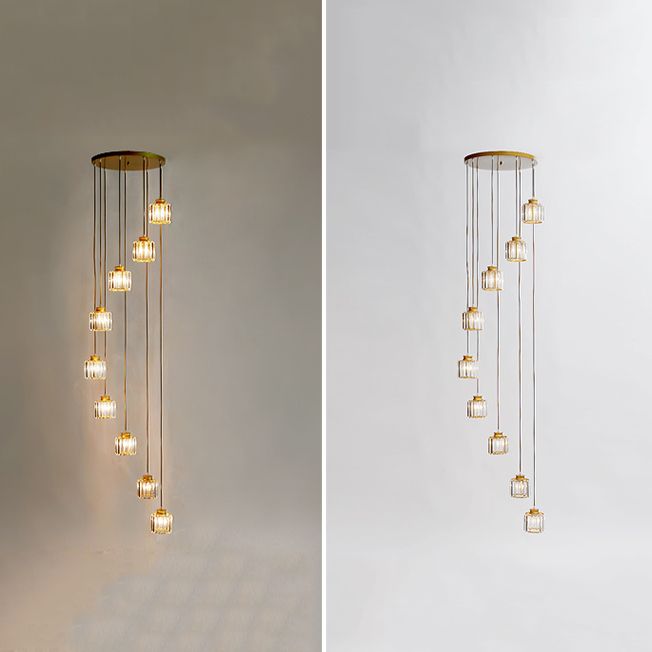 Modern Style Cylinder Shape Hanging Lights Crystal Hanging Light Fixtures