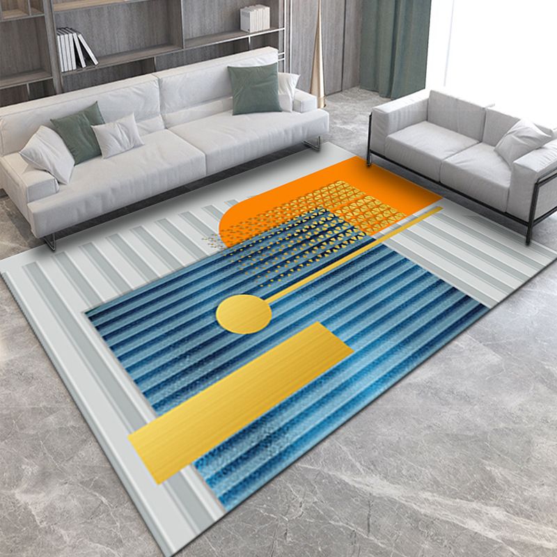 Zwart Modern Area Tapijt Geometrische print Polyester Area Tapijt Stain Reisistant Rug voor Home Decor