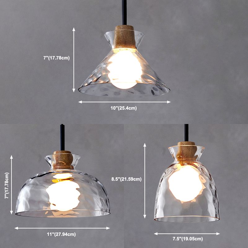 1-Light Geometric Shape Hanging Light Nordic Style Pendant Lamp with Clear Glass Shade