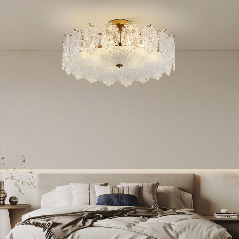 Round Flush Mount Lighting Modern Glass Flush Mount for Living Room