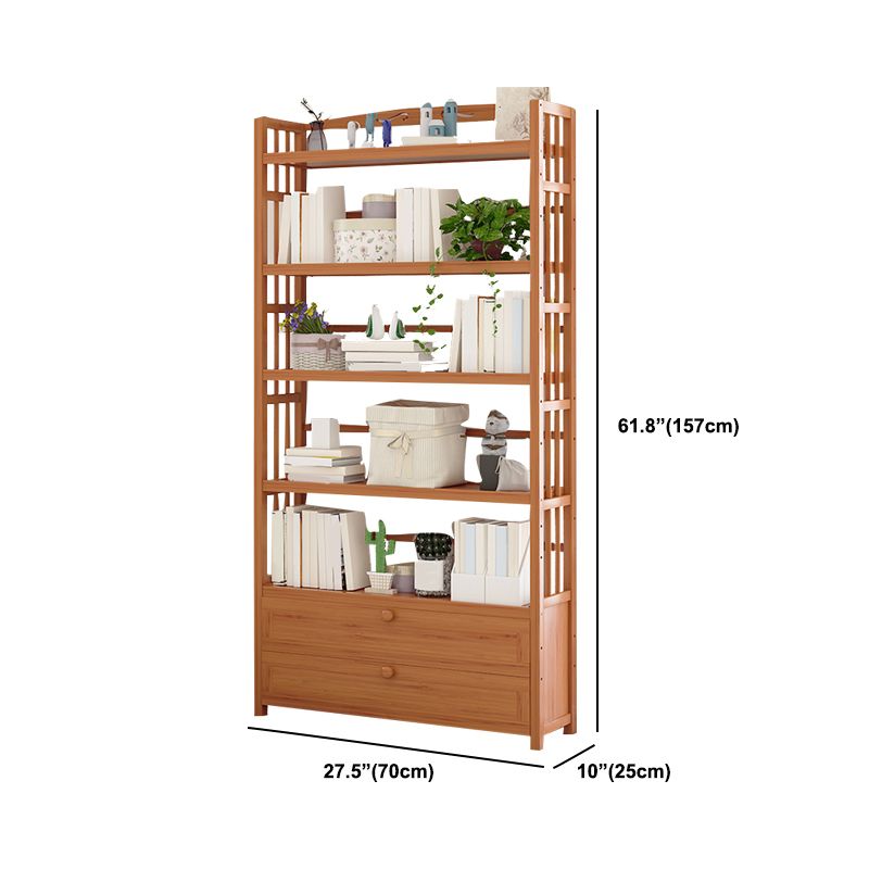 Standard Bamboo Bookshelf Contemporary Brown Open Shelf Bookcase
