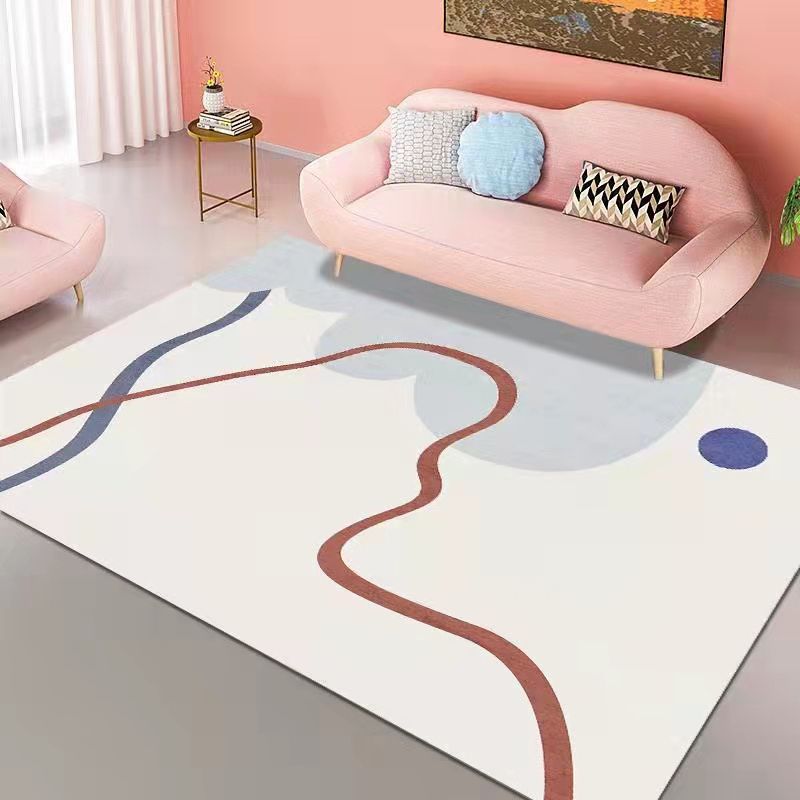 Roze modern tapijten polyester gestreepte binnenkapperd wasbaar tapijt voor woningdecoratie