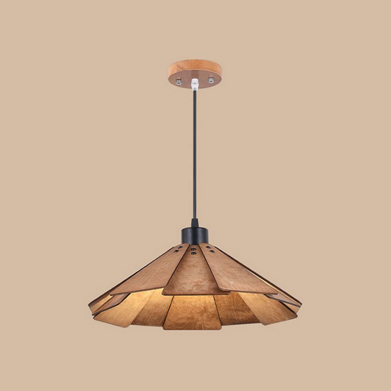 Pot Cover Shade Hanging Lighting Modern Style Wood 1 Light Sanging Lamping