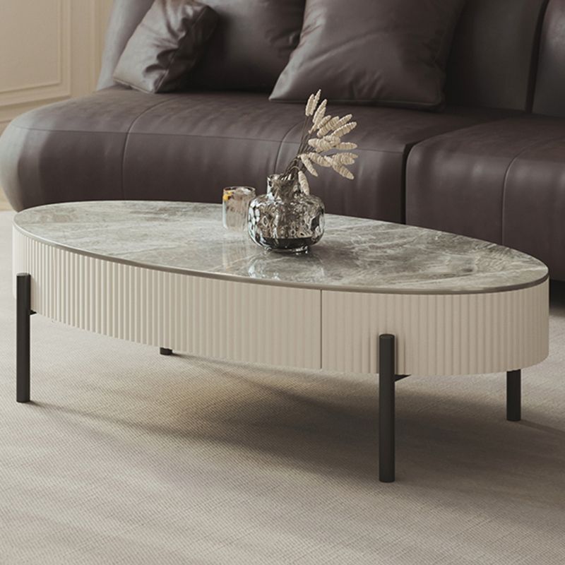 Glam 4 Legs Coffee Cocktail Table Slate Cocktail Table with Storage Drawers