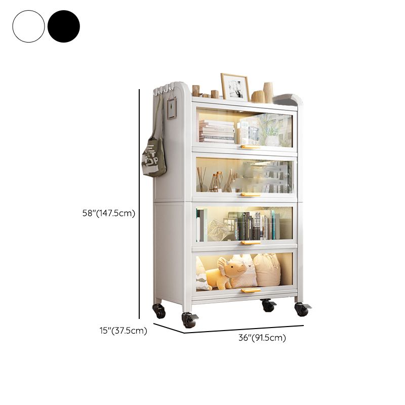 Closed Back Standard Bookcase Glam Metal Bookshelf with Doors