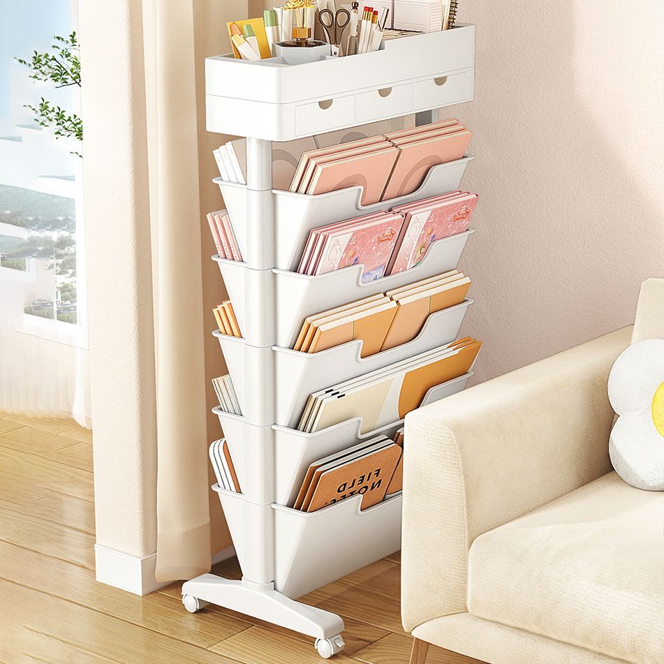 7.87"W Bookcase Contemporary Style Closed Back White Bookshelf for Home Office