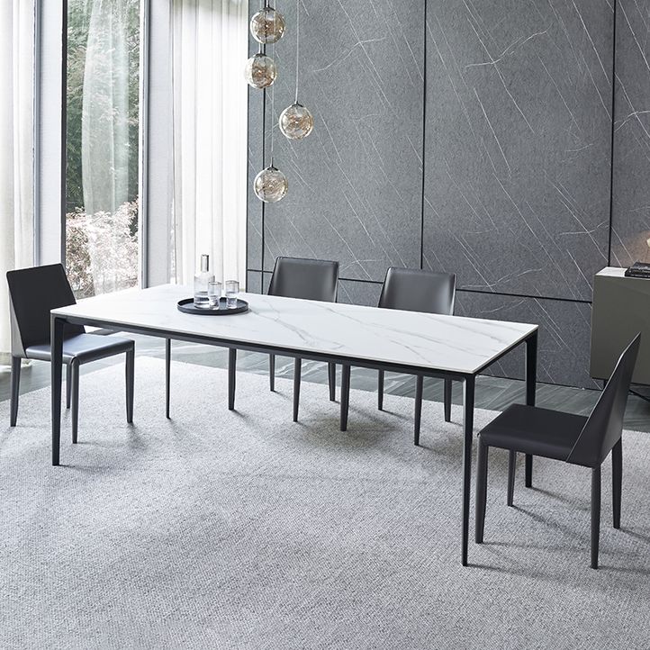 Table à manger à manger blanche en pierre fritrée simple