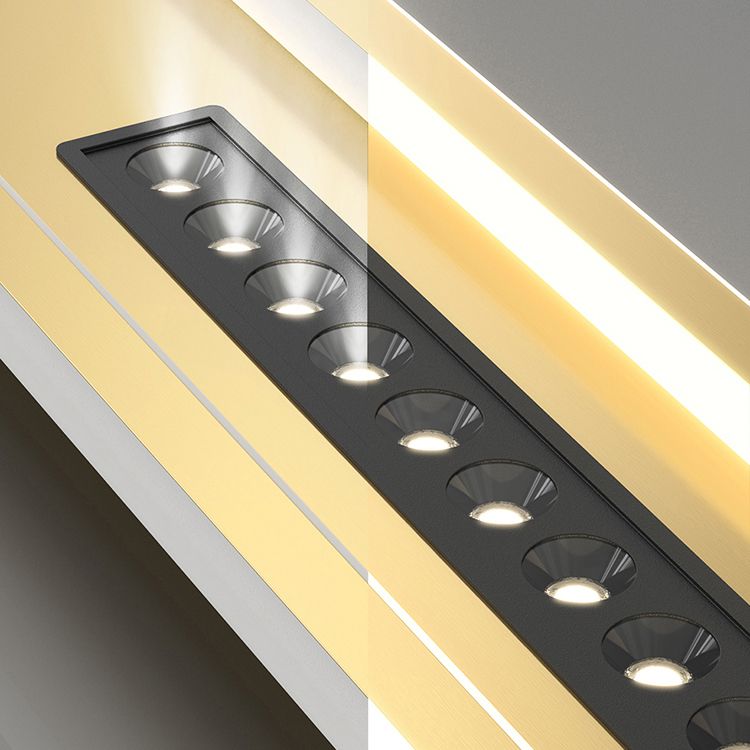 Linear Shape Flush Lights Modern Style Metal 4 Lights Flush Mount Fixture