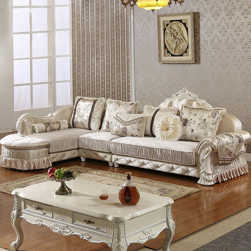 3/4-Seater Velvet Sectional Sofa L-Shape Flared Arm Sofa Sectional