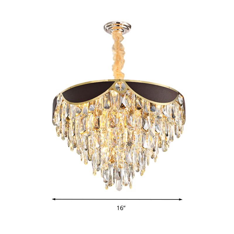 6 cabezas Candelier colgante de comisión Moderno kit de luz colgante negro con sombra de cristal cónica