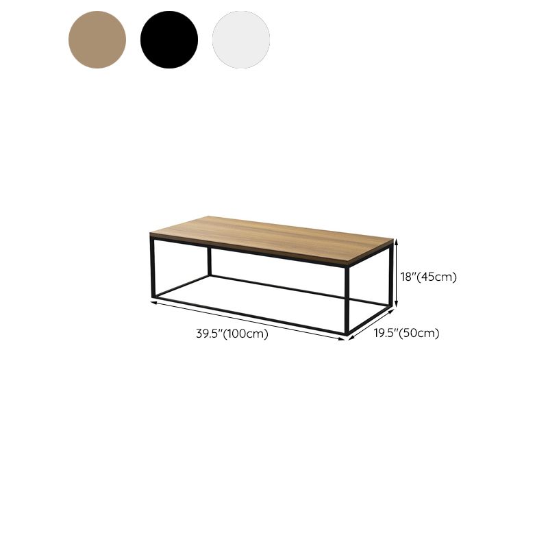 Rectangle Wooden Coffee Table Metal Frame Base Cocktail Table
