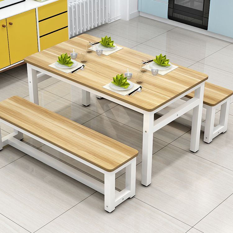 Modern Rectangle Wood Dining Table Metal Legs for Dining Room