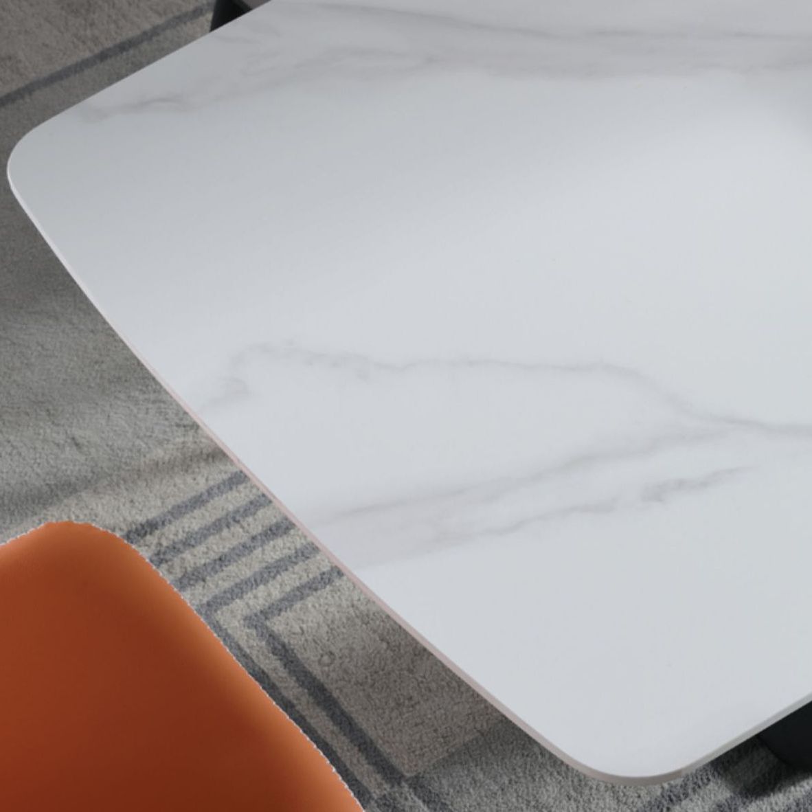 Rectangular Sintered Stone Dining Table Modern Dining Table with Steel Base for Home