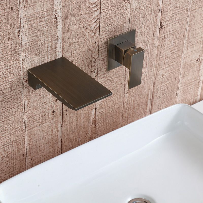 Modern Wall Mounted Bathroom Faucet Copper Single Handle Low Arc Vessel Faucet