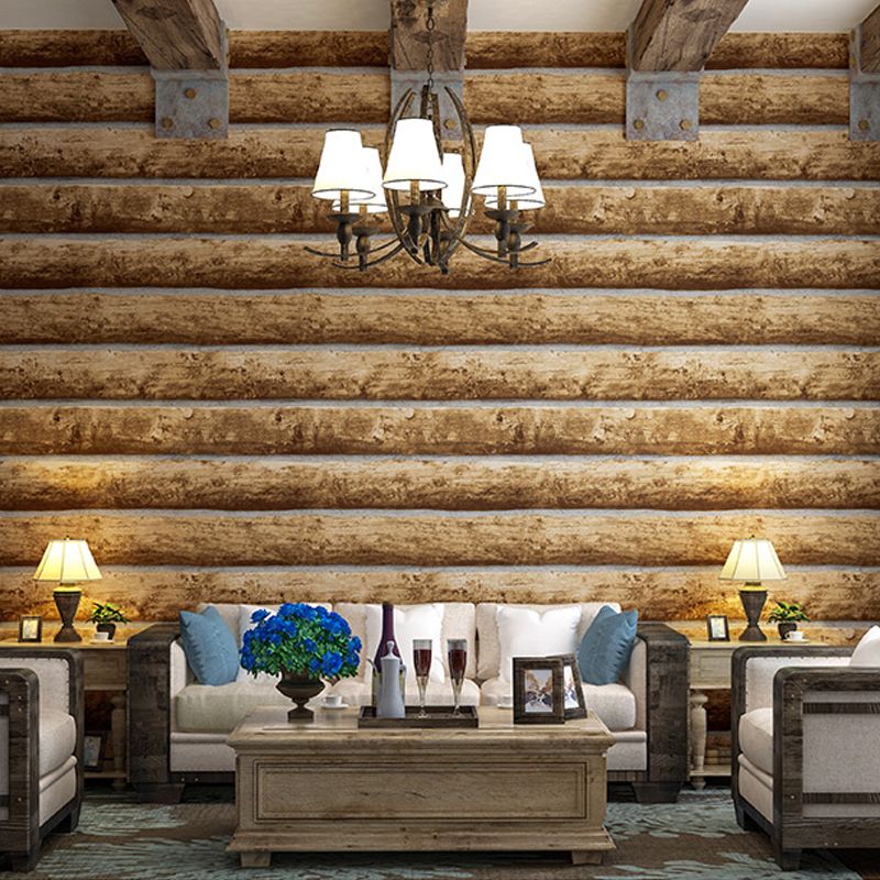 Moisture Resistant Wood Effect Wallpaper Non-Woven Industrial Wall Art for Living Room