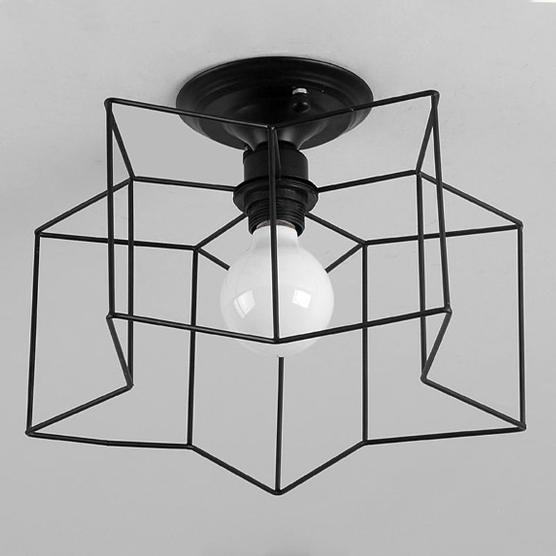 Plafonnier industriel rétro semi - encastré en fer forgé étoile pour espaces intérieurs