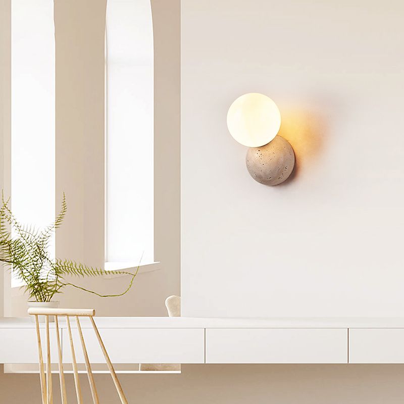 Modern Style Wall Lamp Stone Wall Mount Lamp with Glass Shade for Bedroom