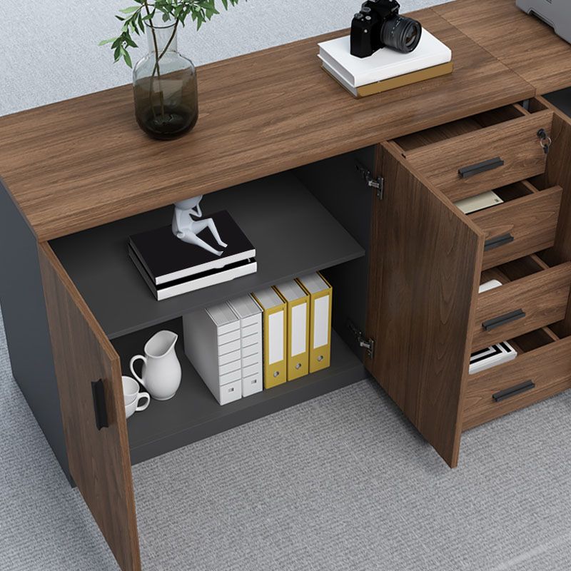 Lateral Modern Filing Cabinet Engineered Wood File Cabinet with Lock and Storage