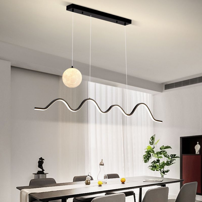 2-Light White/Black/Golden Modernism Kitchen Island Lighting Unique LED Ceiling Light