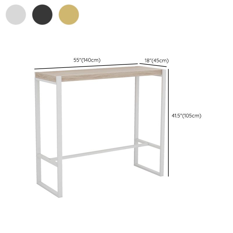 Rectangle Pine Wood Top Bistro Table Modern Pub Table with Metal Base