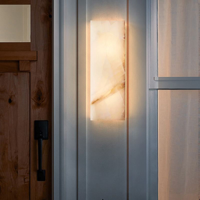 1 - Light Marble Wall Sconce Modernism LED Rectangle Wall Mount Fixture