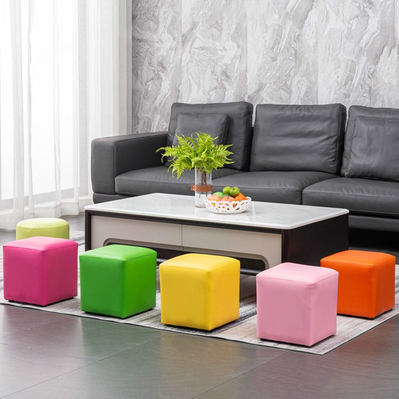 Modern Stain Resistant Ottoman Modern Pure Color Leather Standard