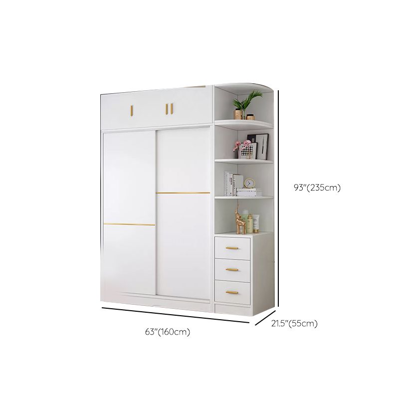 Contemporary White Wood Frame Wardrobe Freestanding Wardrobe with Soft Close Doors