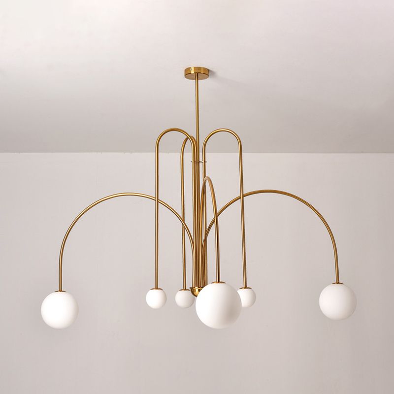 Moderne stijl bolvormige tint tak hangend licht glas multi -light kroonluchter