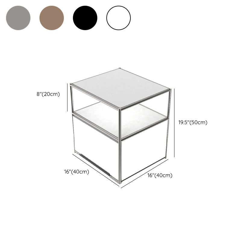 19.7" Tall Stainless Steel Side Table Rectangular End Table with Storage