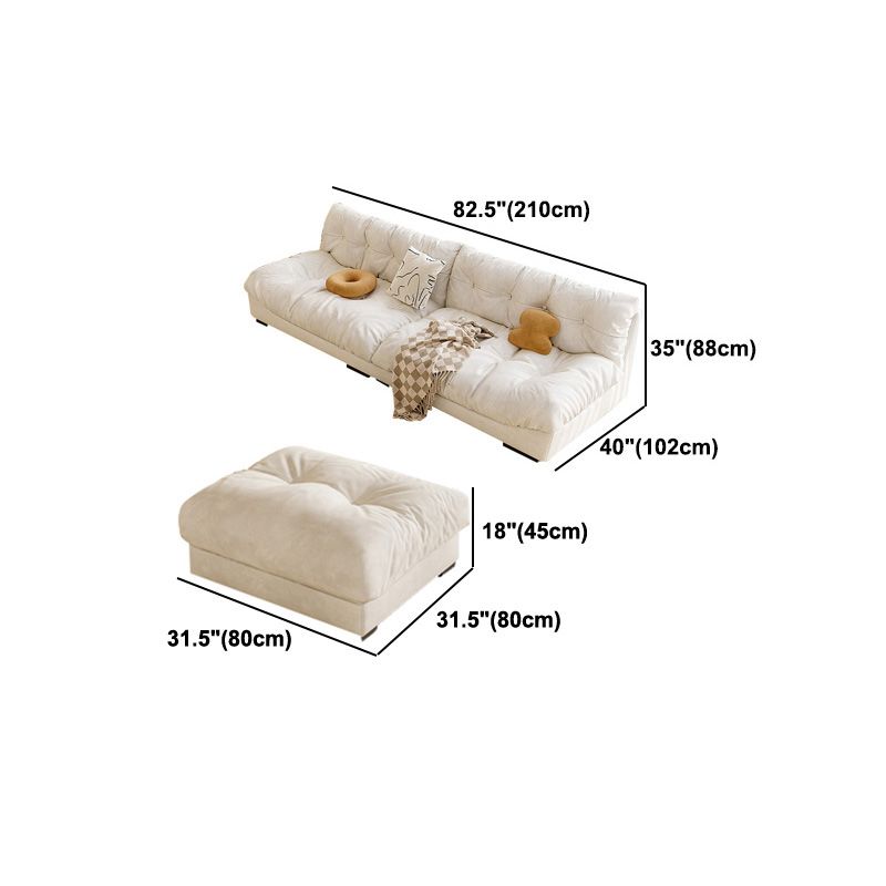 Scandinavian Cream Velvet Armless Sofa/Sectionals with Removable Cushions