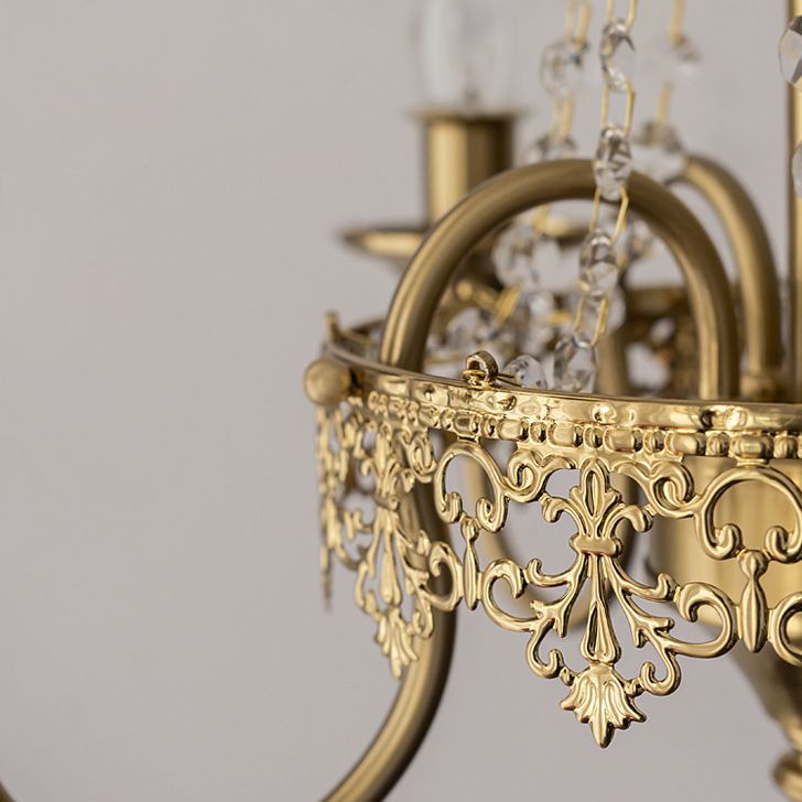 17.7" Diameter French Style Chandelier 4-Lights Metal Candlestick Pendant Light with Clear Crystal