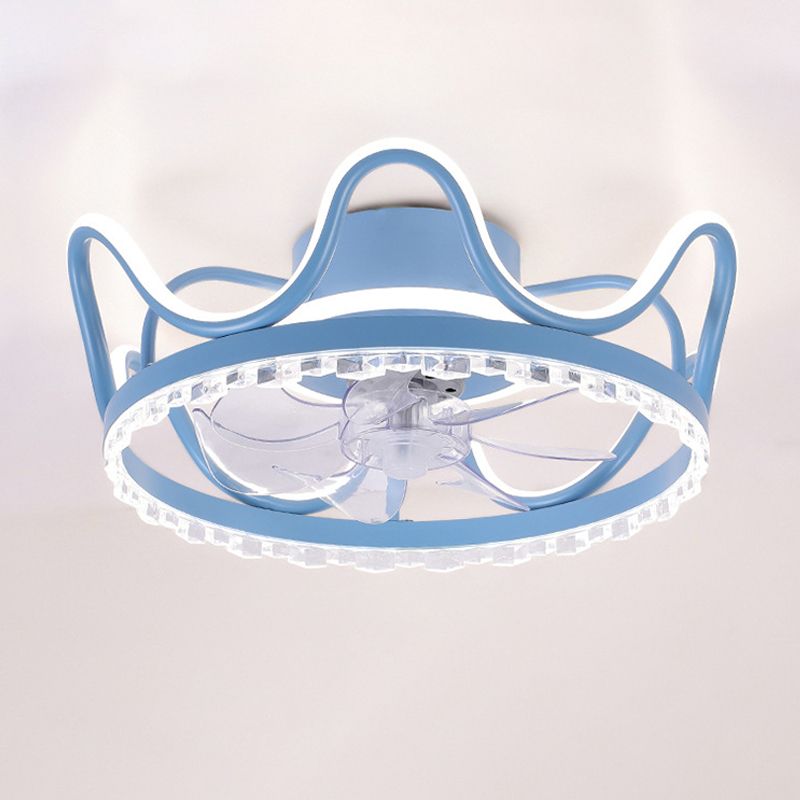7-Blade Children Ceiling Fan LED Polish Finish Fan with Light for Home